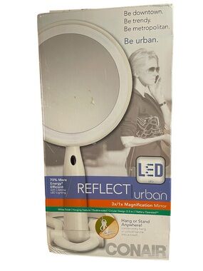 Mirror Conair Reflect Urban LED 3x/1x Magnification Mirror in White NWT
